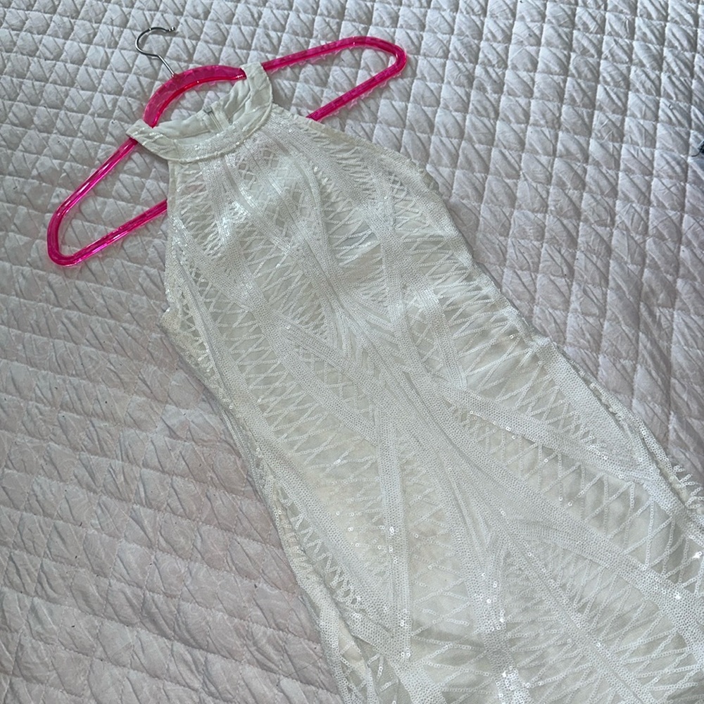 Sequin short party white dress